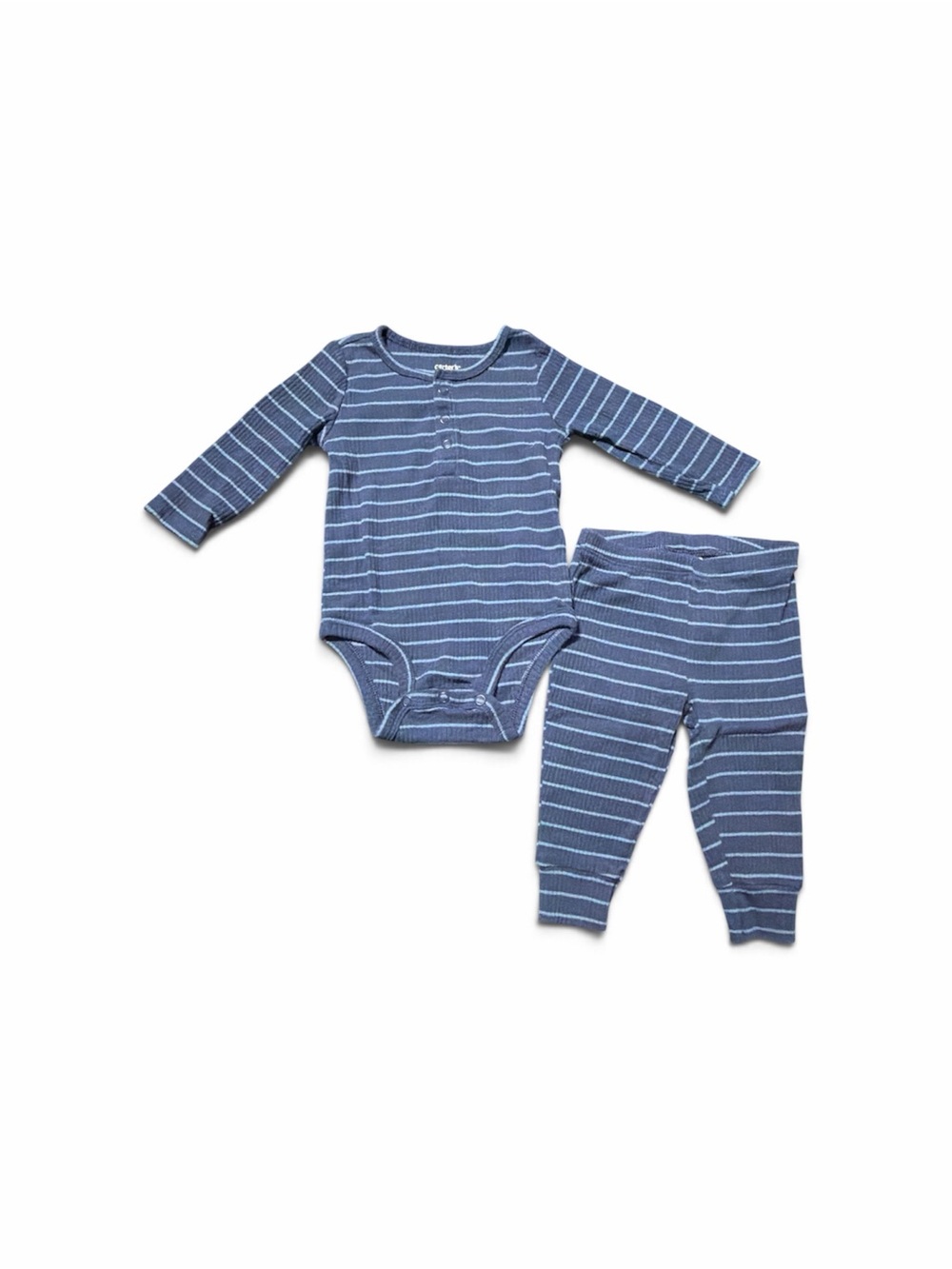 Carter's Baby Boy 2pc Ribbed Bodysuit & Pants Set Blue Stripe 6M